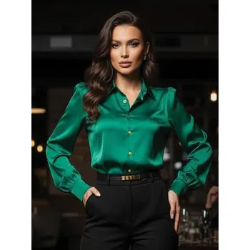 Halenka v saténovém provedení VSB ELEGANT ve smaragdové barvě , VELIKOST L