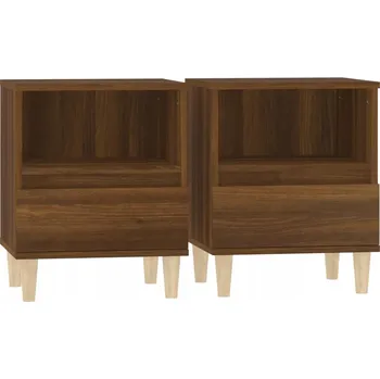 Noční stolek Noční stolek z eukalyptového dřeva, hnědý dub, 40x35x50 cm