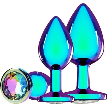 Anální kolík Ouch! Venice Collection Metal Anal Plug Set Iridescent sada 3 kovových análních kolíků