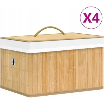 Úložný box Skládací Úložné Boxy z Bambusu a Látky 31x31x20 cm