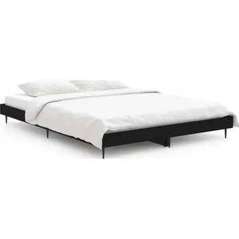 Postel Rám postele z dřevotřísky a kovu, 193x143x20 cm, černá