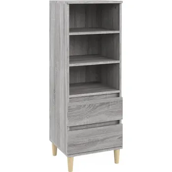 Komoda Boční skříňka z eukalyptového dřeva, šedý dub Sonoma, 40x36x110 cm