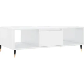 Konferenční stolek Konferenční stolek s přihrádkami, bílý lesk, 104x60x35 cm, dřevotříska