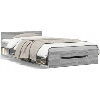 Postel Rám postele se zásuvkou 203x102x45 cm šedá dub sonoma