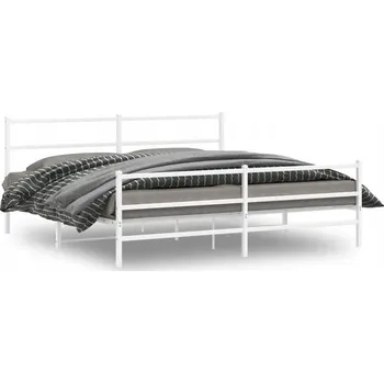 Postel Bílý kovový rám postele 207 x 206 x 90 cm s čelem