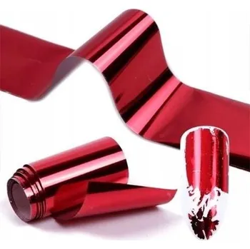 Fólie na nehty – transferová červená metalická fólie na zdobení nehtů