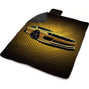 deka Sablio Plážová deka Chevrolet Camaro Žlutá mřížka: 200x140 cm