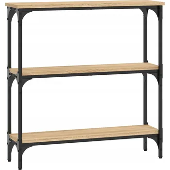 Konferenční stolek Konzolový stolek s kovovým rámem, dub Sonoma, 75 x 22,5 x 75 cm