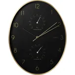 Nástěnné hodiny s vlhkoměrem a teploměrem Oval, černá/zlatá