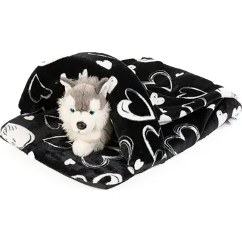 Pelíšek pro psa Pelíšek - "pantofel" černý/srdce Velikost matrací 68x50cm