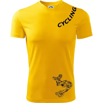 Cycling nápis šikmo - Dětské triko sportovní (dresovina) - 122 cm/6 let ( Žlutá )