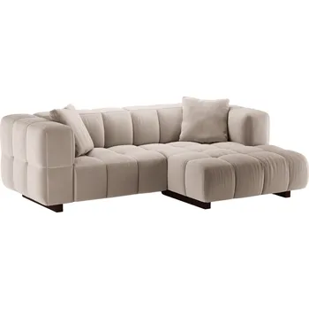 Pohovka Micadoni Béžová sametová rozkládací pohovka Puma 260 cm, pravá