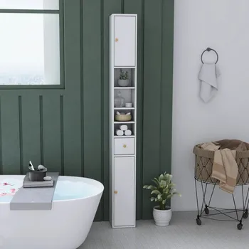 Koupelnový nábytek HOMCOM Vysoká koupelnová skříňka bílá