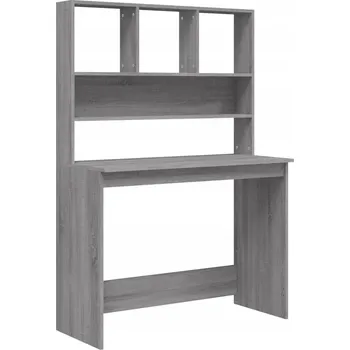 Psací stůl Psací stůl s policemi, odolný, úspora místa, šedý dub sonoma, 102x45x148