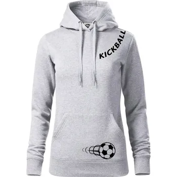 Dámská mikina Kickball nápis šikmo - Mikina dámská Cape s kapucí - L ( Světlešedý Melír )