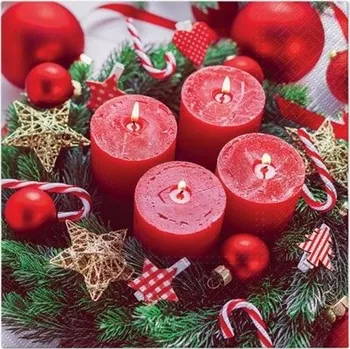 Papírový ubrousek Ubrousky TETE vánoční Burning Red candle