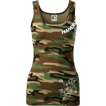 Dámské tričko Handball nápis šikmo 1 - Dámské Maskáčové tílko - S ( Hnědý maskáč )