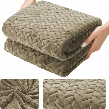 Prostěradlo Deka 160x200 Mikrovlákno Lisovaná Přehoz Pled na Postel Vzor Rybí Kost 3D