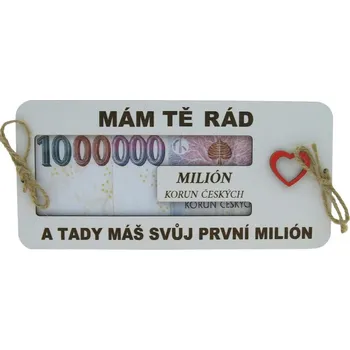 Obálka Dřevěná obálka na peníze "Mám tě rád..." 20 x 9,5 cm (Vtipná obálka na peníze )