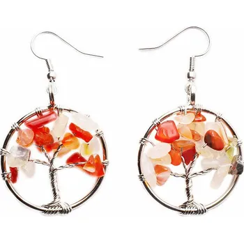 Náušnice Karneol náušnice Strom života cca 5 cm