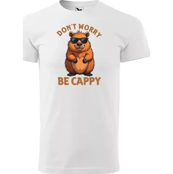 Sablio Tričko s potiskem Don´t worry, be cappy - bílé 5XL