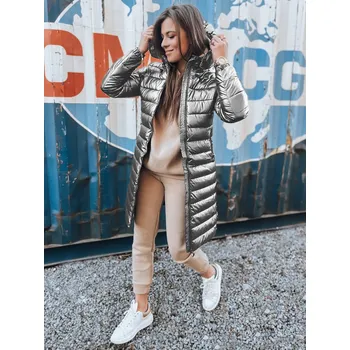 Dámský dlouhý kabát LESSI DSTREET TY3353 Barva: Stříbrná, Velikost: M