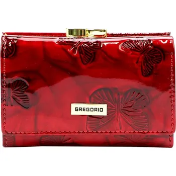 Gregorio peněženka z pravé kůže červená Gregorio BTS-117 - dámská, s motivem motýlů