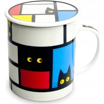 Hrnek s filtrem na čaj, komiksové Kočky pop art 300ml Jewel Japan