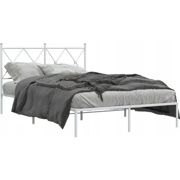 Postel Bílý rám postele s kovovou konstrukcí 196 x 125 x 90,5 cm