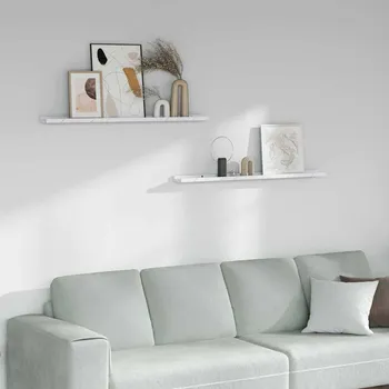 police vidaXL Nástěnná polička s policí 2 pcs Bílý mramor 100 x 9 x 3 cm