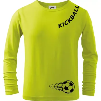 Dětská móda Kickball nápis šikmo - Triko dětské Long Sleeve - 134 cm/8 let ( Limetková )