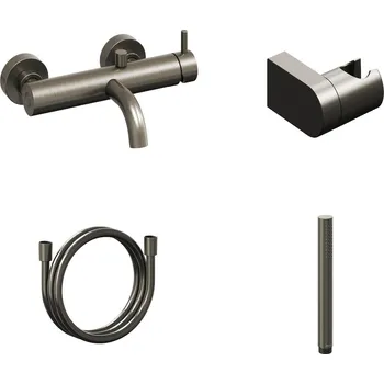 Vodovodní baterie Ravak ES 022.20GB.+S Vanová nástěnná baterie se sprchovým setem, Graphite Brushed