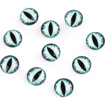 Skleněné oči k nalepení kočka, drak Ø10 a 12 mm, malé, 7 (12 mm) mint