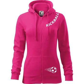 Dámská mikina Kickball nápis šikmo - Dámská mikina trendy zipper s kapucí - L ( Purpurová )