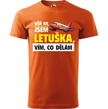 Pánské tričko Sablio Tričko s potiskem Věř mi, jsem letuška - oranžové 2XL