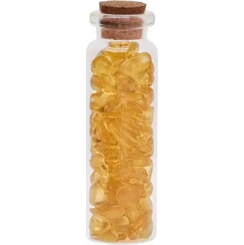 Lahvička s citrínem pro štěstí, hojnost a prosperitu 2,2 x 7,1 cm