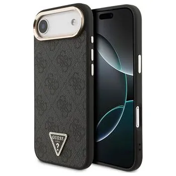 Guess PU Leather 4G Strass Triangle Logo Gold Frame MagSafe Zadní Kryt pro iPhone Air Black