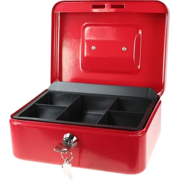 Pokladnička Pokladnička-uzamykatelná, 200x160x90mm, ČERVENÁ, 1ks