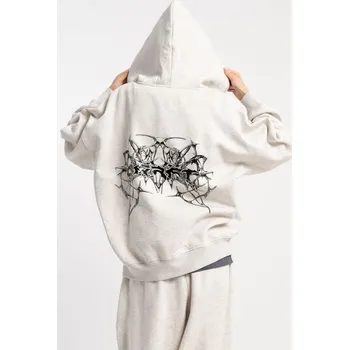 Dívčí mikina Reporter Young | Dívčí šedá zateplená mikina s kapucí, zipem a autorským potiskem na zádech - Barva ŠEDÁ, Velikost 164 253-0555G-14-120-1