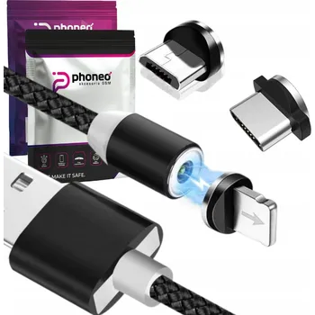 Datový kabel Kabel Phoneo USB - USB typ C / microUSB / Lightning 1 m černý