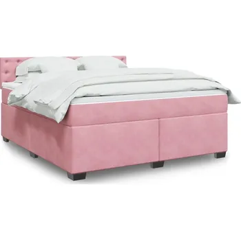 Postel vidaXL Box spring postel s matrací 180x200 cm samet [3288694] Barva: Růžová