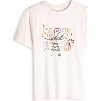 Dámské oblečení GATE Bavlněné tričko s vánočním potiskem 34 625-1446/62