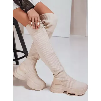 Dámské kozačky Dámské boty DSTREET ZY1322 BÉŽOVÁ 37