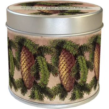 Svíčka Vonná svíčka v plechové dóze Christmas Lights Conifer