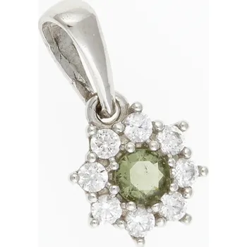 Přívěsek My Moldavite Stříbrný přívěsek s vltavínem a zirkony 1071