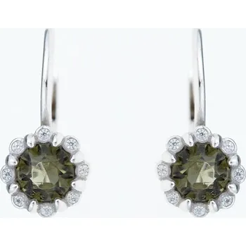 Náušnice My Moldavite Stříbrné náušnice s vltavíny a zirkony 2125-4