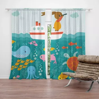 Závěs Sablio Závěs Mořský svět: 2ks 140x250cm