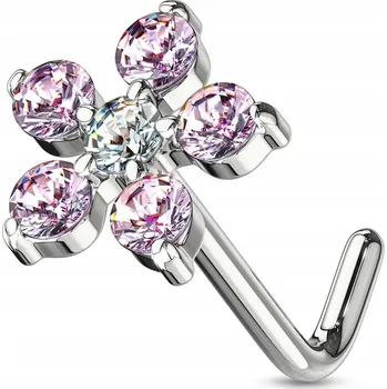 Piercing Piercing do nosu kytička s krystalky n71 – růžový