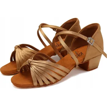 Dámské sandále Lelka taneční boty na latino W7B - SVĚTLE HNĚDÁ - podpatek 3,5 cm, velikost 38