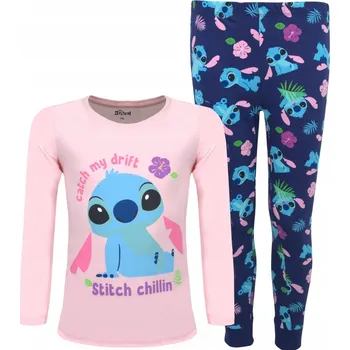 Dívčí pyžamo DÍVČÍ PYŽAMO BAVLNA STITCH dlouhý rukáv růžová/granátová 92 D050K